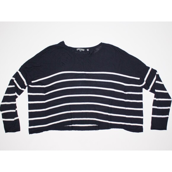 Vince Navy Blue & White Striped Wide Oversized Boxy Top Lightweight Large - Picture 2 of 8